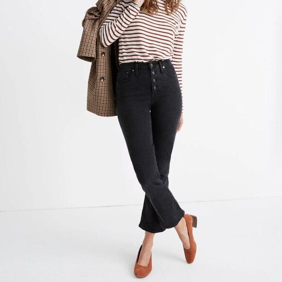 Madewell Cali Demi-Boot Jeans in Bellspring Wash: Button-Front Edition Size 27 - Picture 1 of 14